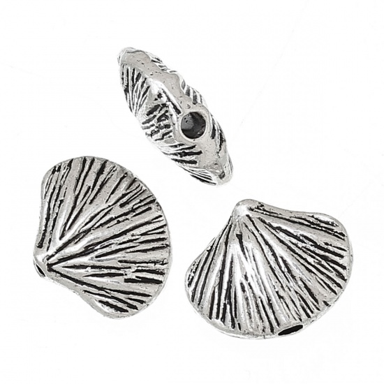 Picture of Spacer Beads Shell Antique Silver Color About 12mm x 10mm, 50 PCs