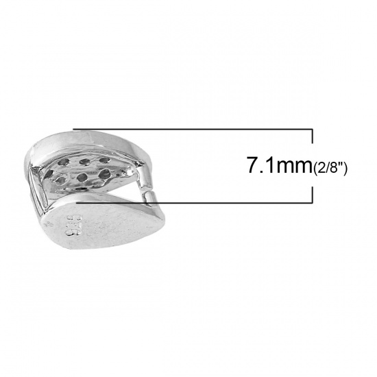 Picture of Sterling Silver & Rhinestone Pendant Pinch Bails Clasps Silver 9mm( 3/8") x 5mm( 2/8"), 1 Piece