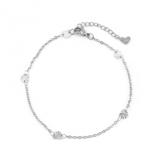 Picture of 304 Stainless Steel Stylish Anklet Silver Tone Heart 23.5cm(9 2/8") long, 1 Piece