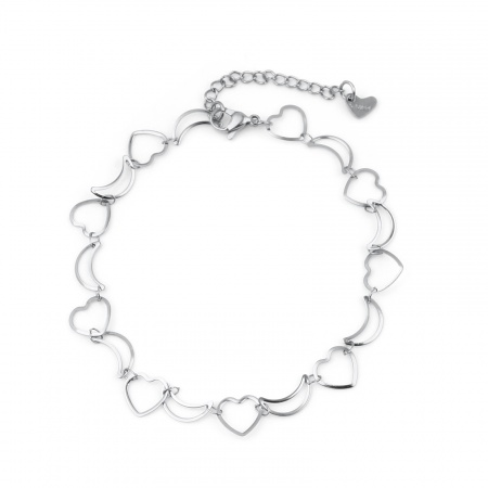 Bild von Großhandel Herz Mond 304 Edelstahl Fußketten, Silberfarbe Frauen Stilvoll Minimalistisch Geschenk Schmuckbedarf, 22.5cm lang, 1 Strang