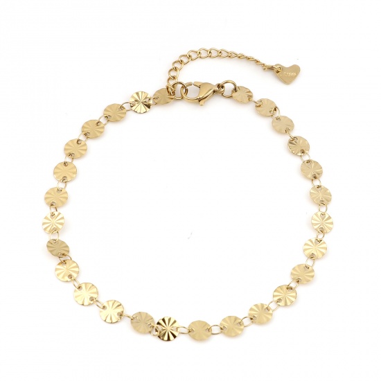 Picture of 304 Stainless Steel Stylish Anklet Gold Plated Round 23cm(9") long, 1 Piece