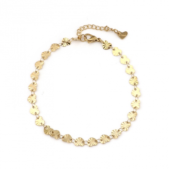 Picture of 304 Stainless Steel Stylish Anklet Gold Plated Heart 23cm(9") long, 1 Piece