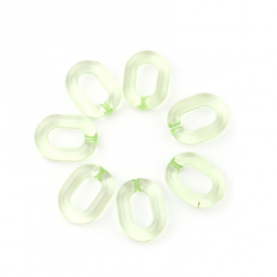 Picture of Acrylic Open Jump Rings Findings Oval Green Transparent 19mm x 14mm, 100 PCs