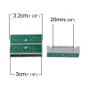 Picture of Zinc Based Alloy Magnetic Clasps Rectangle Silver Tone Dot Carved Green Enamel 32mm(1 2/8") x 22mm( 7/8"), 2 Sets