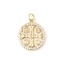 Picture of Brass Charms 18K Real Gold Plated Round Disc Cross Clear Rhinestone 21mm x 16mm, 1 Piece
