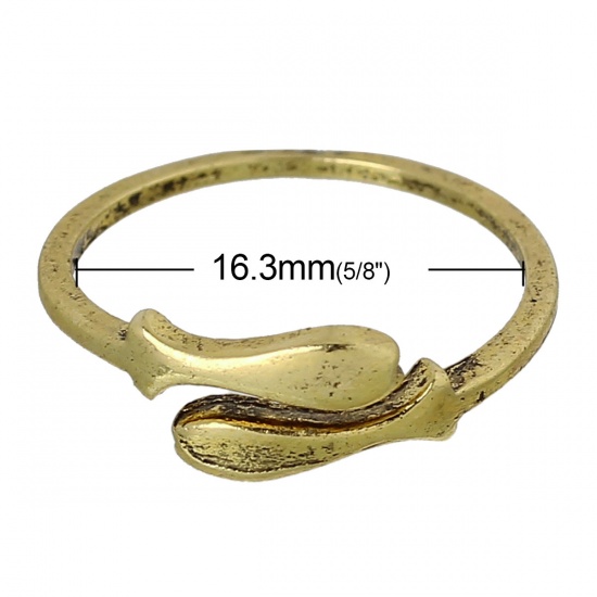 Immagine di Lega di Zinco Regolabile Anello Pesce Oro Antico Costellazione Pesci Disegno Regolabile 16.3mm US, 1 Pz