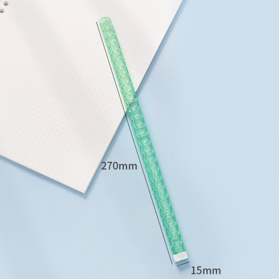 Picture of Green - Plastic Transparent Detachable DIY Assembly B5 Loose-Leaf Storage Clip Accessories 27x1.3x1.5cm, 1 Piece