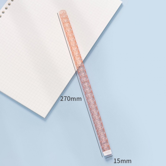 Immagine di Pink - Plastic Transparent Detachable DIY Assembly B5 Loose-Leaf Storage Clip Accessories 27x1.3x1.5cm, 1 Piece