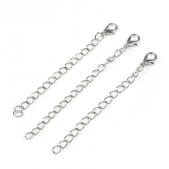 Picture of Iron Based Alloy Extender Chain For Jewelry Necklace Bracelet Silver Tone 8cm(3 1/8") long, 20 PCs