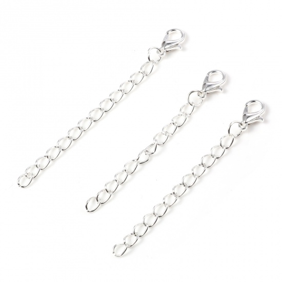 Picture of Iron Based Alloy Extender Chain For Jewelry Necklace Bracelet Silver Plated 6cm(2 3/8") long, 20 PCs