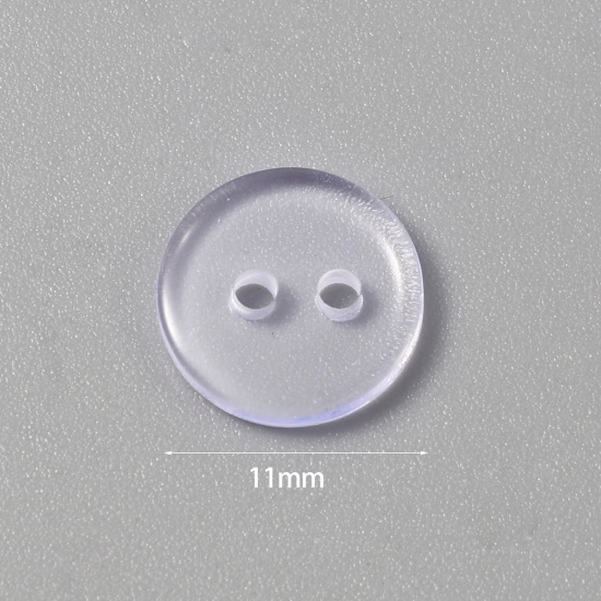 Picture of Resin Sewing Buttons Scrapbooking Two Holes Round Transparent Clear 11mm Dia, 500 PCs