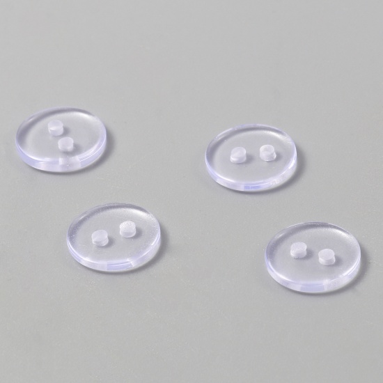 Picture of Resin Sewing Buttons Scrapbooking Two Holes Round Transparent Clear 11mm Dia, 500 PCs