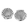 Picture of Spacer Beads Shell Antique Silver Color Stripe Carved About 9mm x 8mm, Hole:Approx 1.4mm, 100 PCs