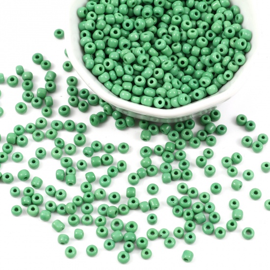 Picture of Glass Seed Seed Beads Cylinder Green 4mm x 3mm, Hole: Approx 1.2mm, 1 Packet ( 5100 PCs/Packet)