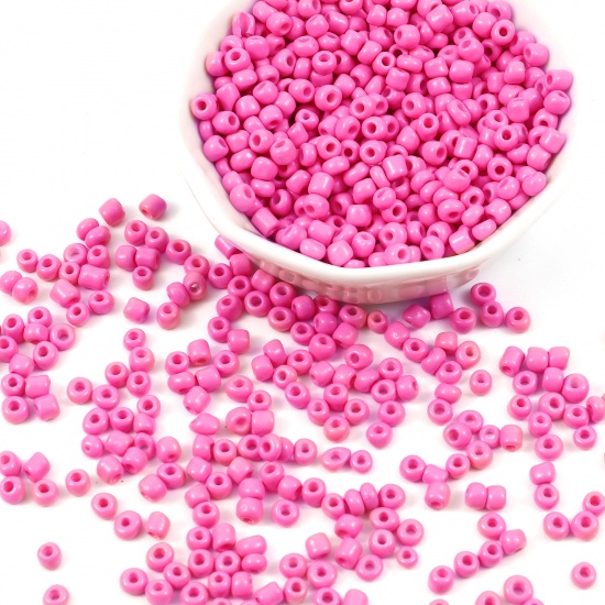 Picture of Glass Seed Seed Beads Cylinder Pink 4mm x 3mm, Hole: Approx 1.2mm, 1 Packet ( 5100 PCs/Packet)