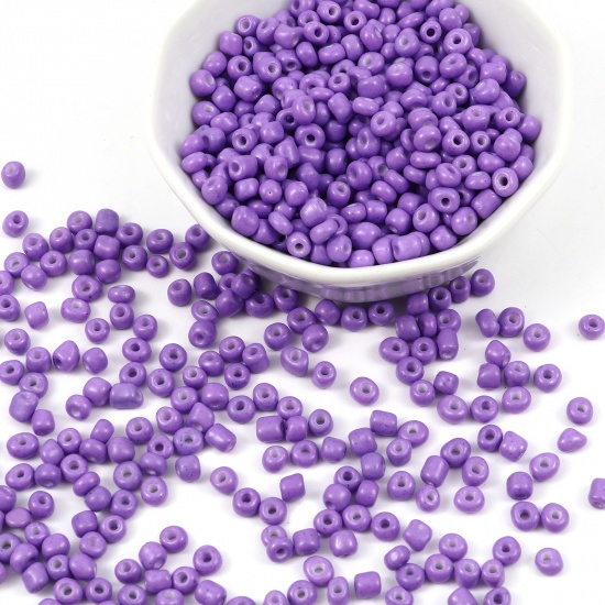 Picture of Glass Seed Seed Beads Cylinder Purple 4mm x 3mm, Hole: Approx 1.2mm, 1 Packet ( 5100 PCs/Packet)