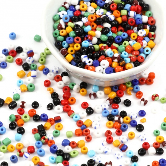 Picture of Glass Seed Seed Beads Cylinder At Random Color 3mm x 2mm, Hole: Approx 1mm, 1 Packet ( 12500 PCs/Packet)
