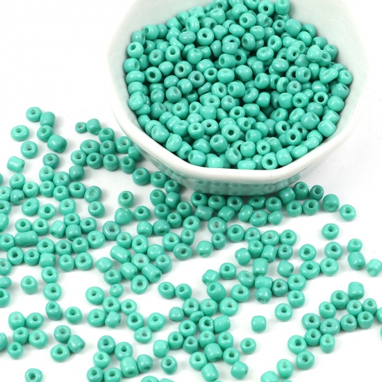 Picture of Glass Seed Seed Beads Cylinder Cyan 3mm x 2mm, Hole: Approx 1mm, 1 Packet ( 12500 PCs/Packet)