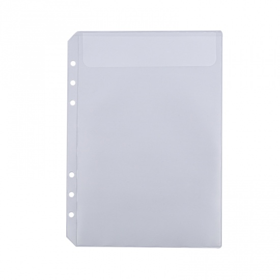 Immagine di Transparent - Single Pocket A5 PVC Waterproof Zipper Loose Leaf Photo Business Card File Folder Storage Bag 21x15cm, 5 PCs