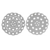 304ステンレス鋼 ハンドメイド フィリグリー 透かしパーツ 円形 シルバートーン 花柄 4.9cm直径、 10 個 の画像