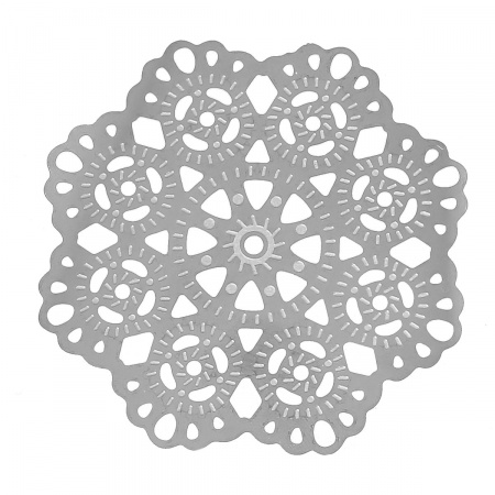 304 Stainless Steel Filigree Stamping Embellishments Findings, Flower Silver Tone, Flower Hollow Carved 5.5cm(2 1/8") x 5.5cm(2 1/8"), 10 PCs