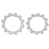 Picture of 304 Stainless Steel Filigree Stamping Embellishments Findings, Round Silver Tone, Flower Hollow Carved 4cm(1 5/8") Dia, 10 PCs