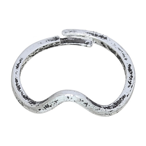 オープンタイプ 調整可能 リング 指輪 波型 銀古美 16.3mm（日本サイズ約10.5号）、 穴: 1 の画像
