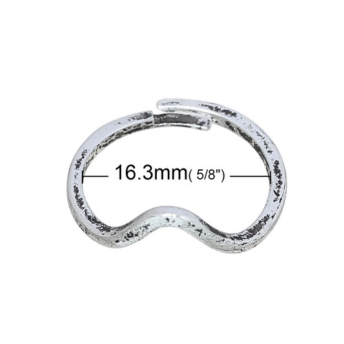 Picture of Open Adjustable Rings Antique Silver Color Wave 16.3mm(US size 5.75), 1 Piece