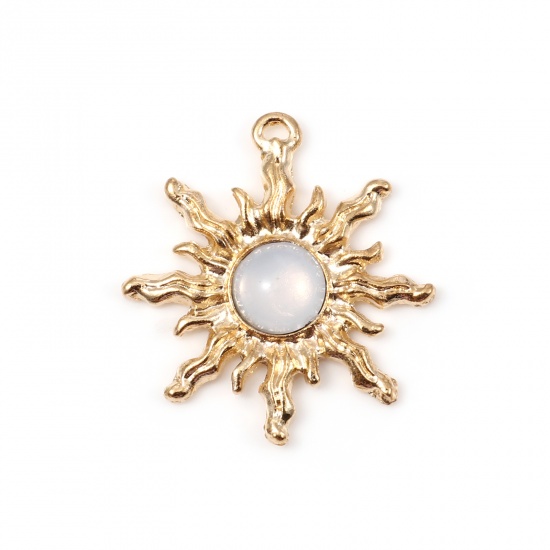 Immagine di Lega di Zinca + Acrilato Galassia Charms Sole Oro Placcato Bianco 29mm x 27mm , 2 Pz