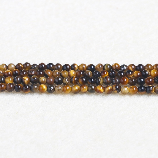 Picture of Tiger's Eyes ( Natural ) Beads Round Brown & Black About 2mm Dia., 37cm(14 5/8") - 36cm(14 1/8") long, 1 Strand (Approx 180 PCs/Strand)