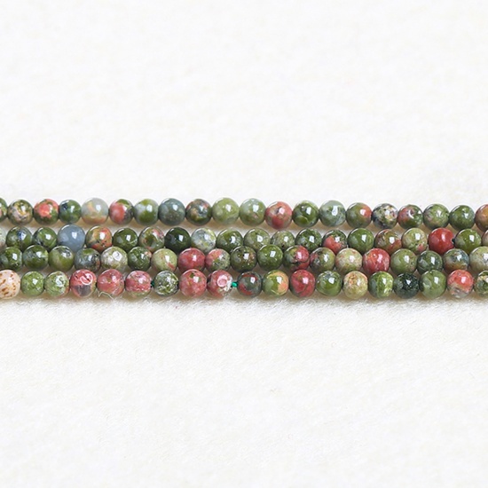 Picture of Unakite ( Natural ) Beads Round Red & Green About 2mm Dia., 37cm(14 5/8") - 36cm(14 1/8") long, 1 Strand (Approx 180 PCs/Strand)