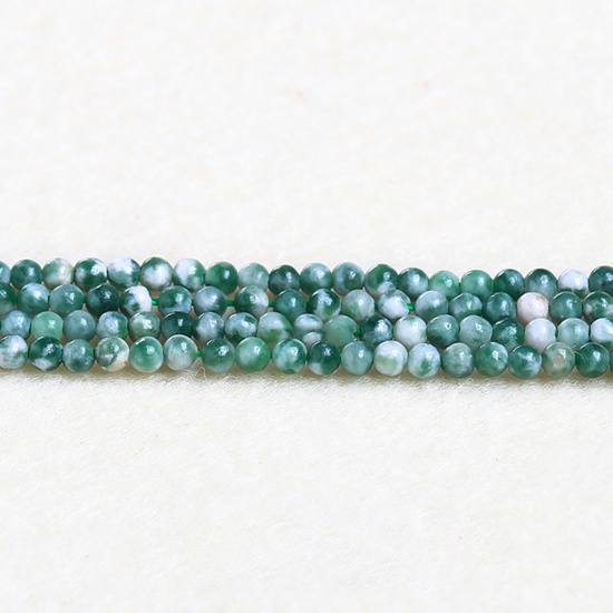 Picture of Stone ( Natural ) Beads Round Dark Green About 2mm Dia., 37cm(14 5/8") - 36cm(14 1/8") long, 1 Strand (Approx 180 PCs/Strand)