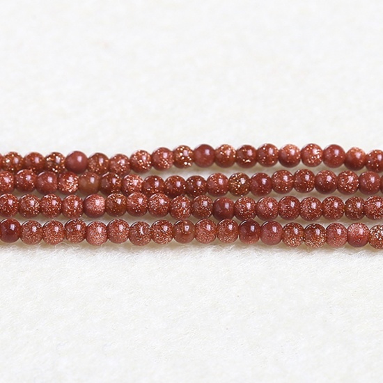 Picture of Gold Sand Stone ( Synthetic ) Beads Round Brown Red About 2mm Dia., 37cm(14 5/8") - 36cm(14 1/8") long, 1 Strand (Approx 180 PCs/Strand)