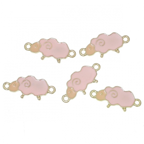 Immagine di Lega di Zinco Connettore Accessori Pecora Oro Chiaro Rosa 25mm x 12mm, 20 Pz