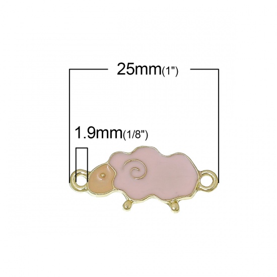 Immagine di Lega di Zinco Connettore Accessori Pecora Oro Chiaro Rosa 25mm x 12mm, 20 Pz