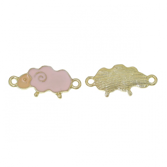 Immagine di Lega di Zinco Connettore Accessori Pecora Oro Chiaro Rosa 25mm x 12mm, 20 Pz