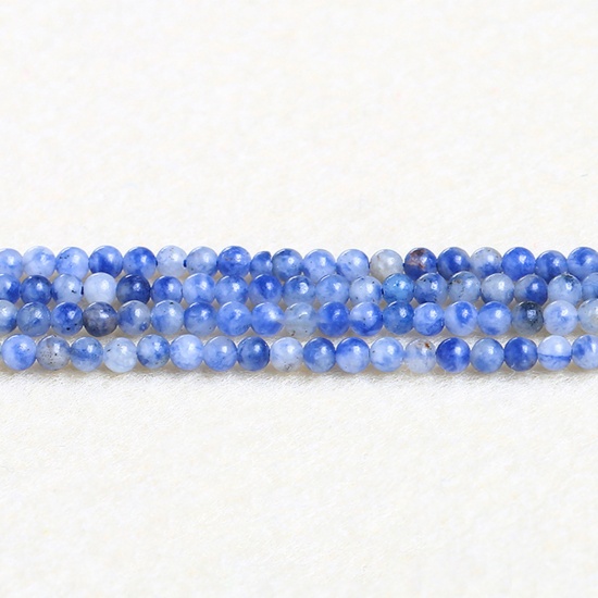 Picture of Stone ( Natural ) Beads Round White & Blue About 2mm Dia., 37cm(14 5/8") - 36cm(14 1/8") long, 1 Strand (Approx 180 PCs/Strand)