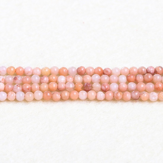 Picture of Stone ( Natural ) Beads Round Peach Pink About 3mm Dia., 37cm(14 5/8") - 36cm(14 1/8") long, 1 Strand (Approx 115 PCs/Strand)