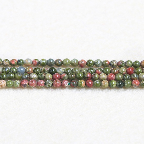 Picture of Unakite ( Natural ) Beads Round Red & Green About 3mm Dia., 37cm(14 5/8") - 36cm(14 1/8") long, 1 Strand (Approx 115 PCs/Strand)