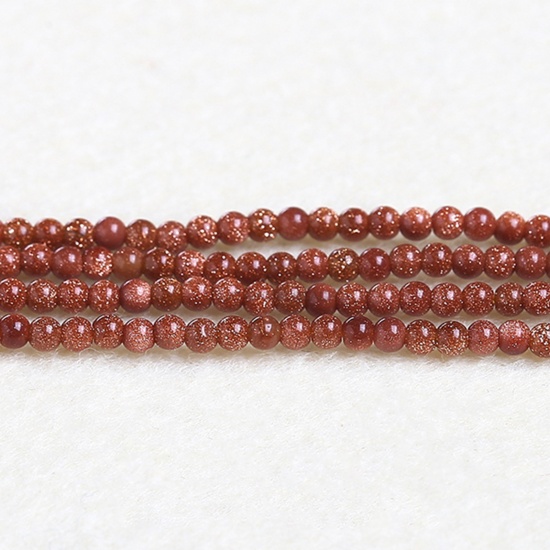 Picture of Gold Sand Stone ( Synthetic ) Beads Round Brown Red About 3mm Dia., 37cm(14 5/8") - 36cm(14 1/8") long, 1 Strand (Approx 115 PCs/Strand)