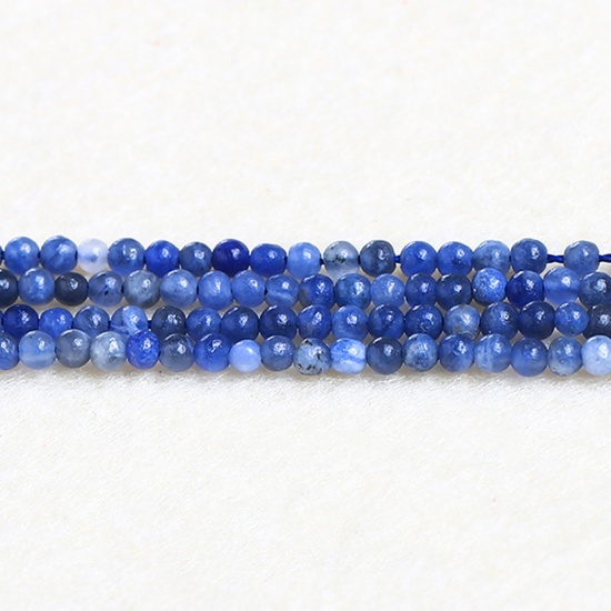 Picture of Blue-vein Stone ( Natural ) Beads Round Blue About 3mm Dia., 37cm(14 5/8") - 36cm(14 1/8") long, 1 Strand (Approx 115 PCs/Strand)