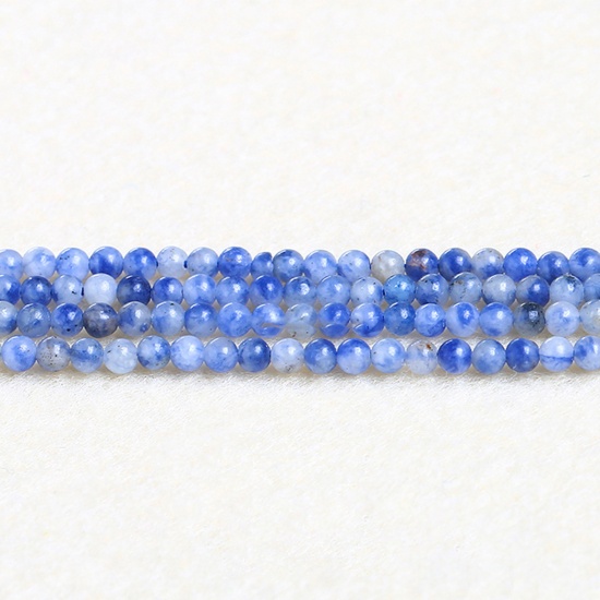 Picture of Stone ( Natural ) Beads Round White & Blue About 3mm Dia., 37cm(14 5/8") - 36cm(14 1/8") long, 1 Strand (Approx 115 PCs/Strand)