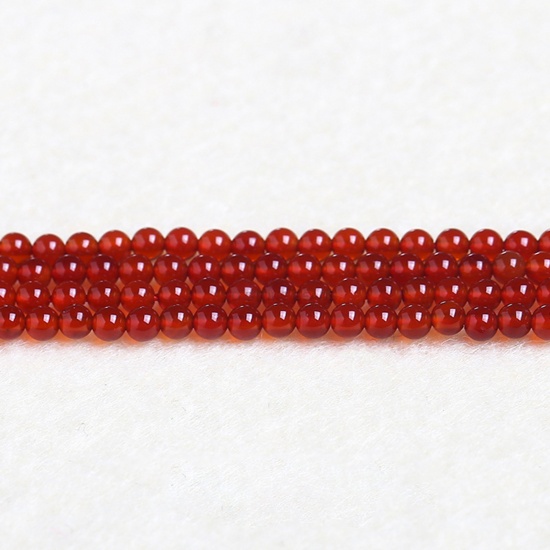Picture of Agate ( Natural ) Beads Round Red About 4mm Dia., 37cm(14 5/8") - 36cm(14 1/8") long, 1 Strand (Approx 90 PCs/Strand)
