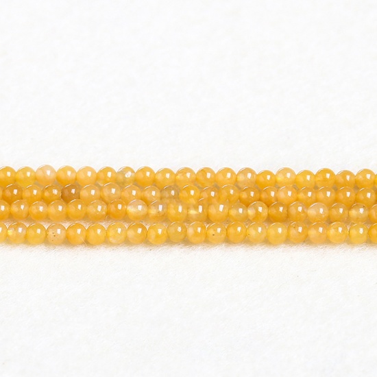 Picture of Topaz ( Natural ) Beads Round Yellow About 4mm Dia., 37cm(14 5/8") - 36cm(14 1/8") long, 1 Strand (Approx 90 PCs/Strand)
