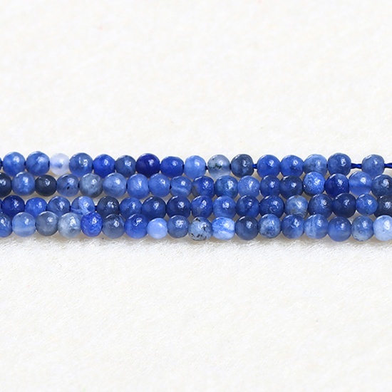 Picture of Blue-vein Stone ( Natural ) Beads Round Blue About 4mm Dia., 37cm(14 5/8") - 36cm(14 1/8") long, 1 Strand (Approx 90 PCs/Strand)