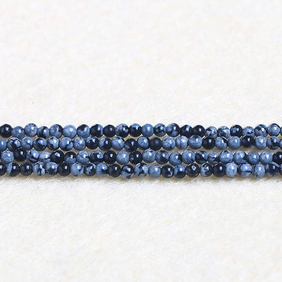 Picture of Stone ( Natural ) Beads Round Steel Gray About 4mm Dia., 37cm(14 5/8") - 36cm(14 1/8") long, 1 Strand (Approx 90 PCs/Strand)