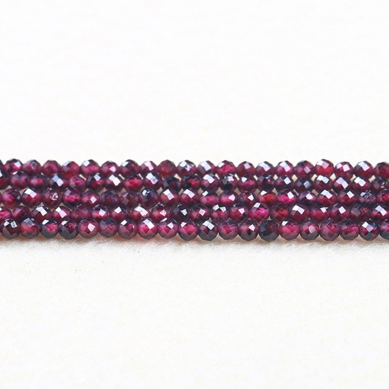 Picture of Garnet ( Natural ) Beads Round Wine Red Faceted About 2mm Dia., 37cm(14 5/8") - 36cm(14 1/8") long, 1 Strand (Approx 180 PCs/Strand)