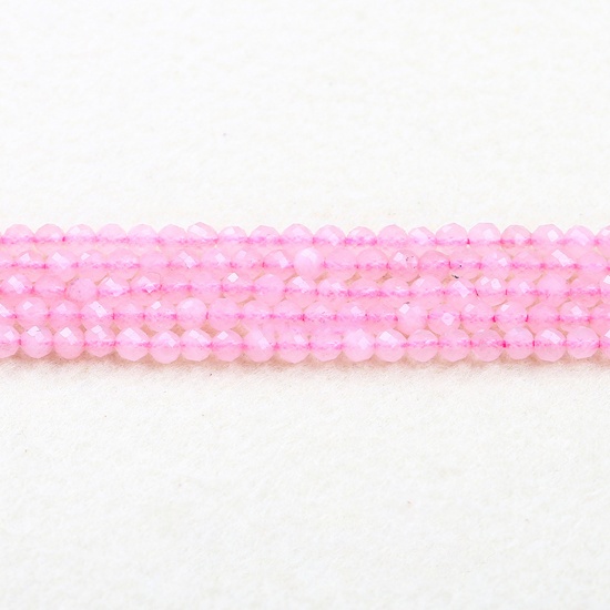 Picture of Rose Quartz ( Natural ) Beads Round Light Pink Faceted About 2mm Dia., 37cm(14 5/8") - 36cm(14 1/8") long, 1 Strand (Approx 180 PCs/Strand)
