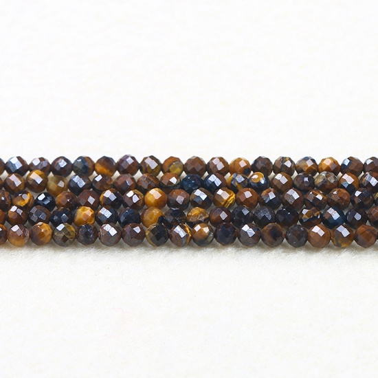 Picture of Tiger's Eyes ( Natural ) Beads Round Brown & Black Faceted About 2mm Dia., 37cm(14 5/8") - 36cm(14 1/8") long, 1 Strand (Approx 180 PCs/Strand)