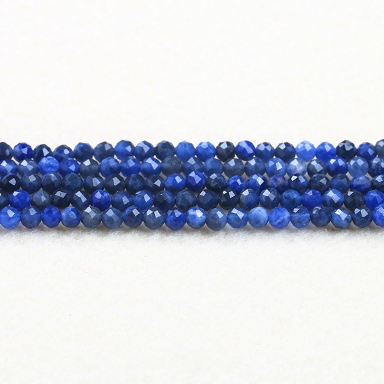 Picture of Blue-vein Stone ( Natural ) Beads Round Dark Blue Faceted About 2mm Dia., 37cm(14 5/8") - 36cm(14 1/8") long, 1 Strand (Approx 180 PCs/Strand)